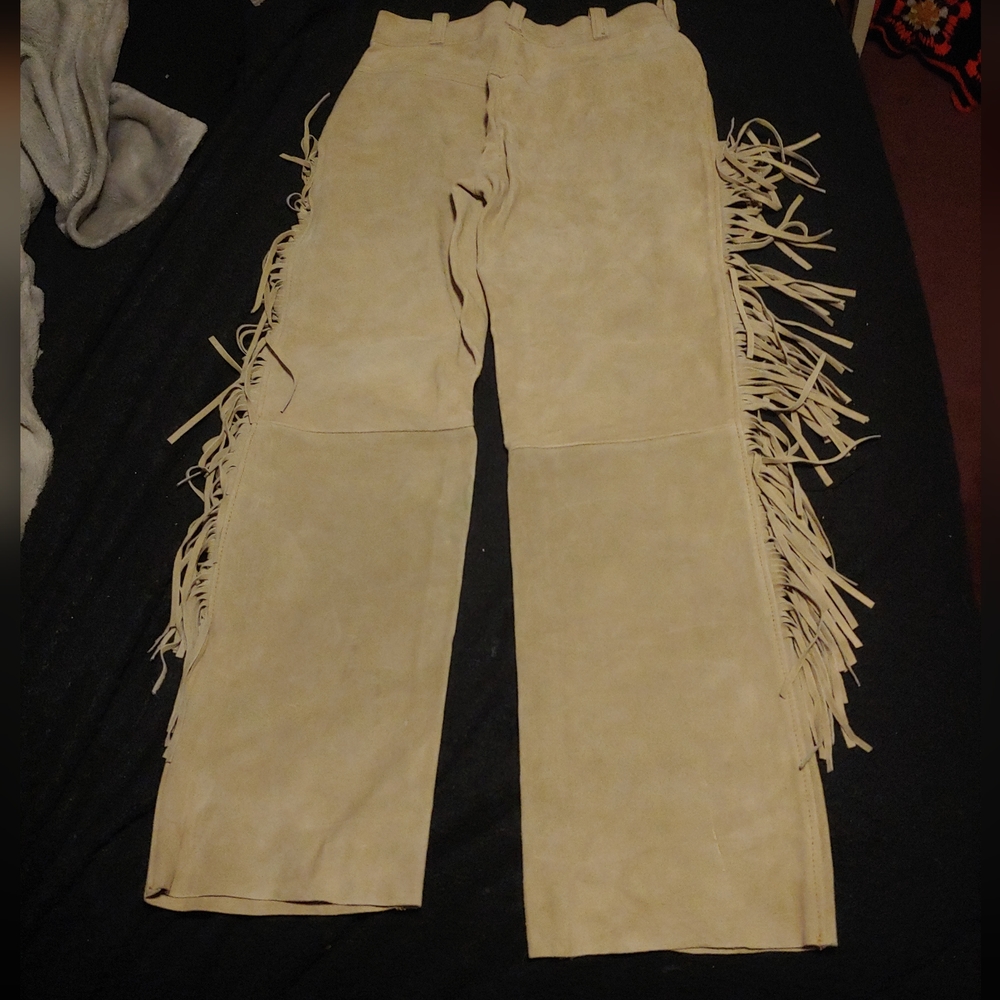 Pioneer Products Fringe Suede Pants - Picture 4 of 5